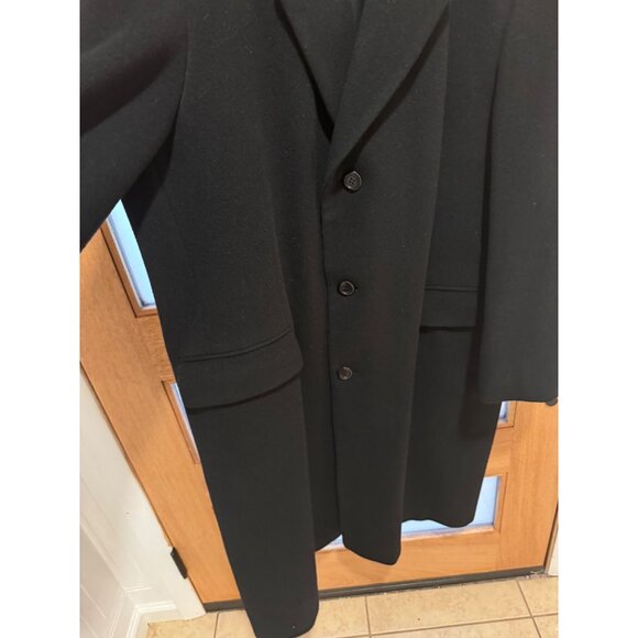 Silver Cloud Black Cashmere Long Dress Overcoat R46 3 Button Business Made Italy - Picture 9 of 15